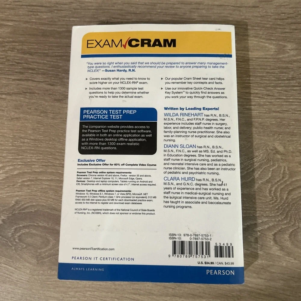 NCLEX-RN Practice Questions Exam Cram 5th Edition Paperback No CD
